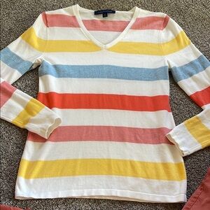 ⭐️ 3/$20 Tommy Hilfiger Colorful Striped V-Neck Women's light sweater